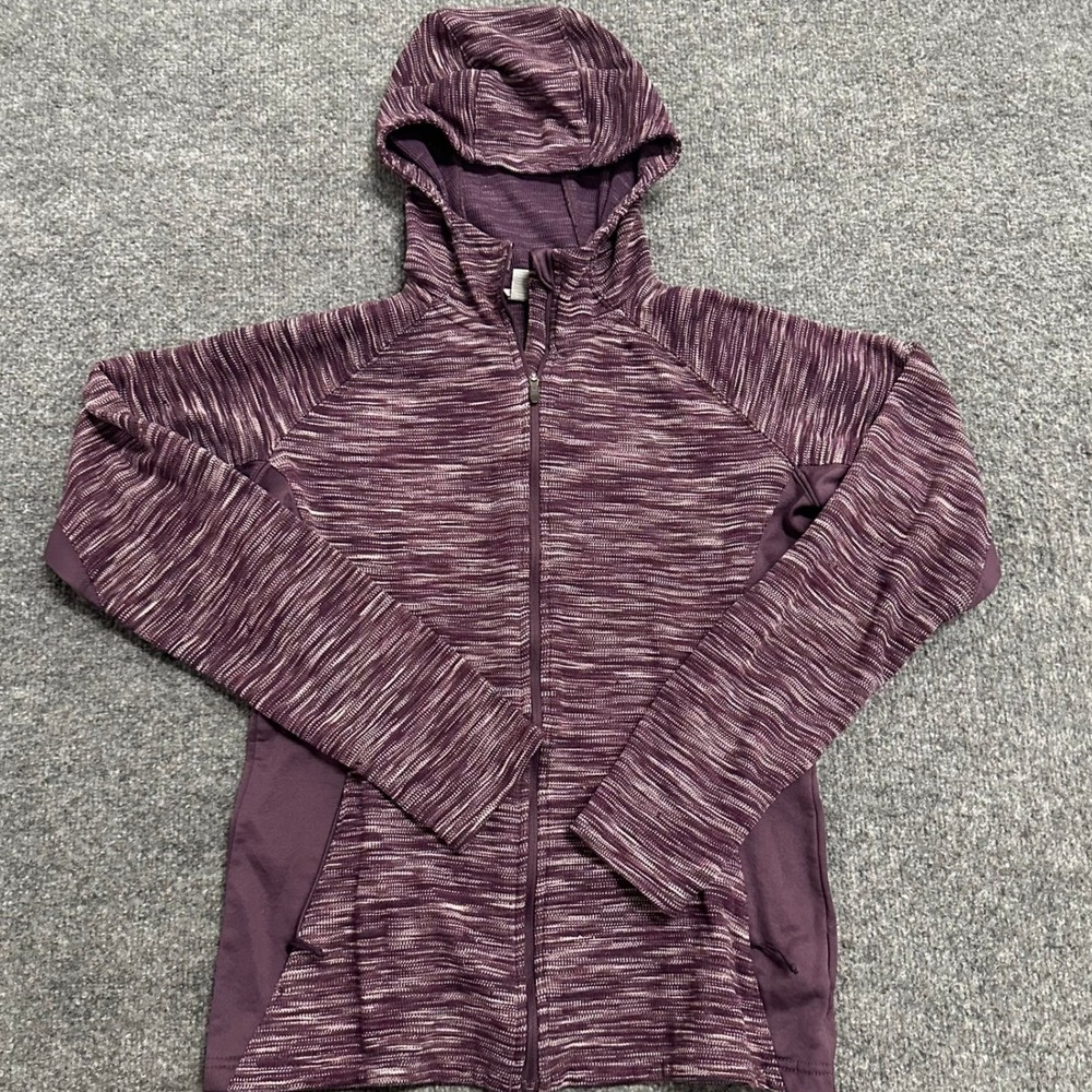 Columbia Hoodie Womens Size M Purple Space Dye Full Zip Active Jacket Slim Fit